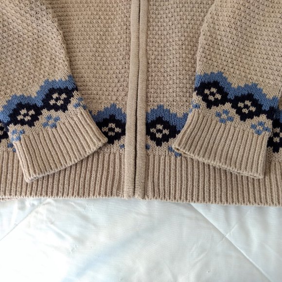 NORTHCREST Cardigan Sweater Women's M 10-12 Fair Isle‎ Full Zip Ribbed Accent - Picture 6 of 10
